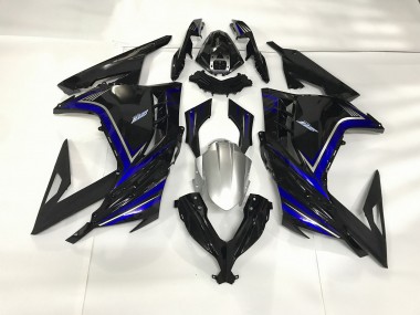 2013-2018 Gloss Black and Blue Kawasaki Ninja 300 Motorcycle Fairing