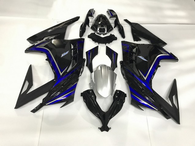 2013-2018 Gloss Black and Blue Kawasaki Ninja 300 Motorcycle Fairing