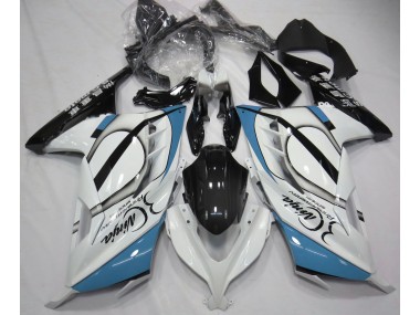 2013-2018 Gloss White & Light Blue Kawasaki Ninja 300 Motorcycle Fairing