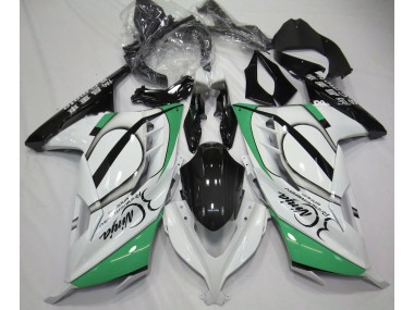 2013-2018 Gloss White and Green Kawasaki Ninja 300 Motorcycle Fairing