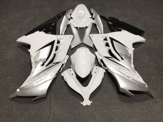 2013-2018 Gloss White and Silver Kawasaki Ninja 300 Motorcycle Fairing