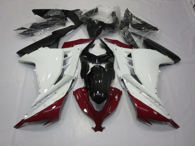 2013-2018 Maroon and White Kawasaki Ninja 300 Motorcycle Fairing 2013-2018 Maroon and White Kawasaki Ninja 300 Motorcycle Fairing