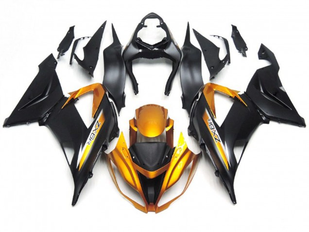 2013-2018 Matte Black and Gold Kawasaki ZX6R Motorcycle Fairing 2013-2018 Matte Black and Gold Kawasaki ZX6R Motorcycle Fairing