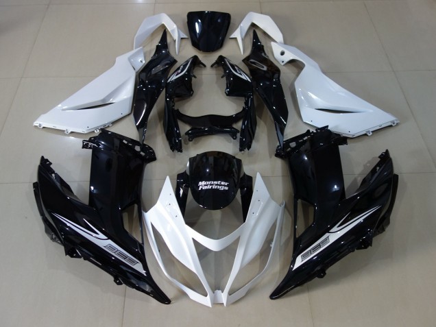 2013-2018 Pearl White and Black Kawasaki ZX6R Motorcycle Fairing 2013-2018 Pearl White and Black Kawasaki ZX6R Motorcycle Fairing