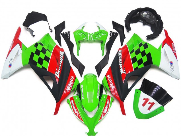 2013-2018 Red and Black Check Gloss Kawasaki Ninja 300 Motorcycle Fairing
