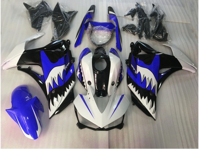 2015-2018 Blue and White Shark Yamaha R3 Motorcycle Fairing 2015-2018 Blue and White Shark Yamaha R3 Motorcycle Fairing