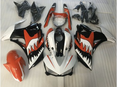 2015-2018 Orange and White Shark Yamaha R3 Motorcycle Fairing