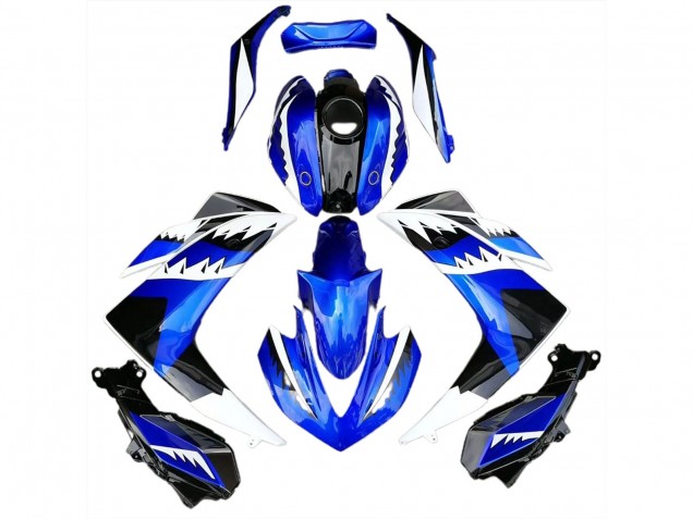 2015-2018 White Blue and Black Shark Yamaha R3 Motorcycle Fairing