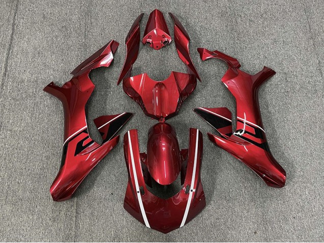 2015-2019 Deep Red & Black and White Accents Yamaha R1 Motorcycle Fairing 2015-2019 Deep Red & Black and White Accents Yamaha R1 Motorcycle Fairing
