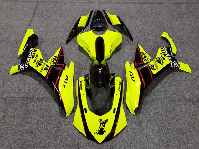 2015-2019 Floro Yellow and Black Yamaha R1 Motorcycle Fairing