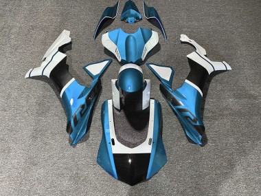 2015-2019 Light Blue & Carbon Fiber Accents Yamaha R1 Motorcycle Fairing