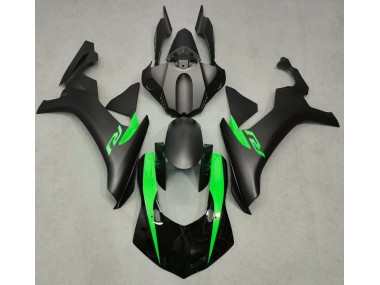 2015-2019 Matte Black & Green Yamaha R1 Motorcycle Fairing