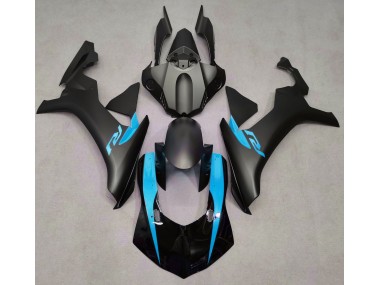 2015-2019 Matte Black & Light Blue Yamaha R1 Motorcycle Fairing