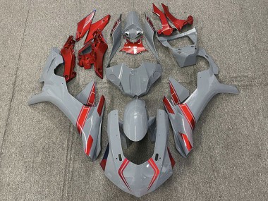 2015-2019 Nardo Grey & Red Accents Yamaha R1 Motorcycle Fairing