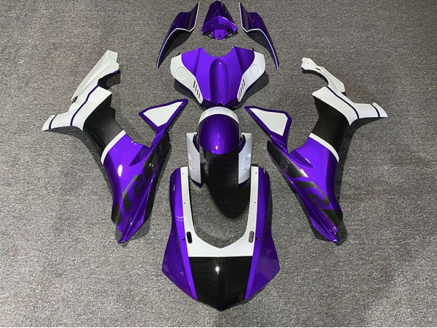 2015-2019 Purple & Carbon Fiber Accents Yamaha R1 Motorcycle Fairing