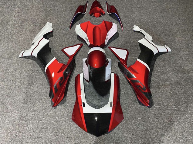 2015-2019 Red & Carbon Fiber Accents Yamaha R1 Motorcycle Fairing