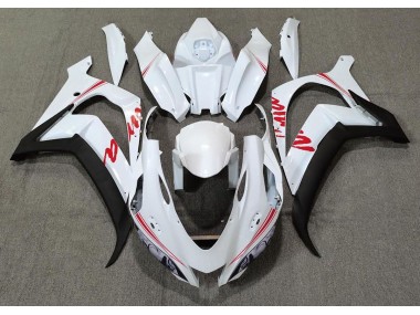 2016-2019 Pearl White & Red Logos Kawasaki ZX10R Motorcycle Fairing
