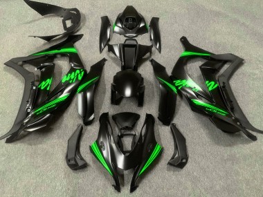 2016-2019 Satin Black & Green Kawasaki ZX10R Motorcycle Fairing