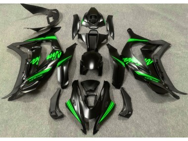 2016-2019 Satin Black & Green Kawasaki ZX10R Motorcycle Fairing