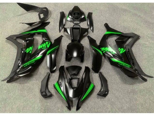 2016-2019 Satin Black & Green Kawasaki ZX10R Motorcycle Fairing