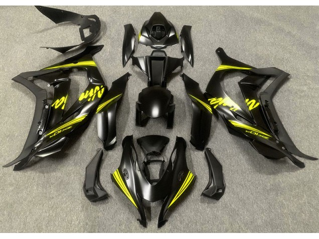 2016-2019 Satin Black & Yellow Kawasaki ZX10R Motorcycle Fairing 2016-2019 Satin Black & Yellow Kawasaki ZX10R Motorcycle Fairing