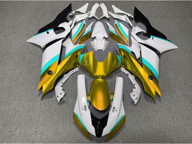 2017-2021 Gold and Light Blue Gloss Yamaha R6 Motorcycle Fairing 2017-2021 Gold and Light Blue Gloss Yamaha R6 Motorcycle Fairing