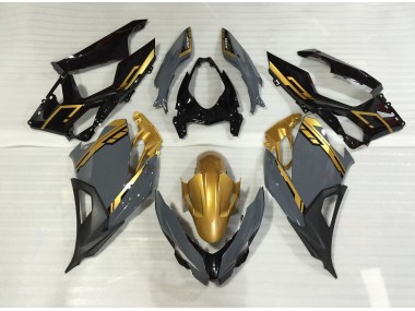 2018-2023 Nardo Grey and Gold Kawasaki Ninja 400 Motorcycle Fairing