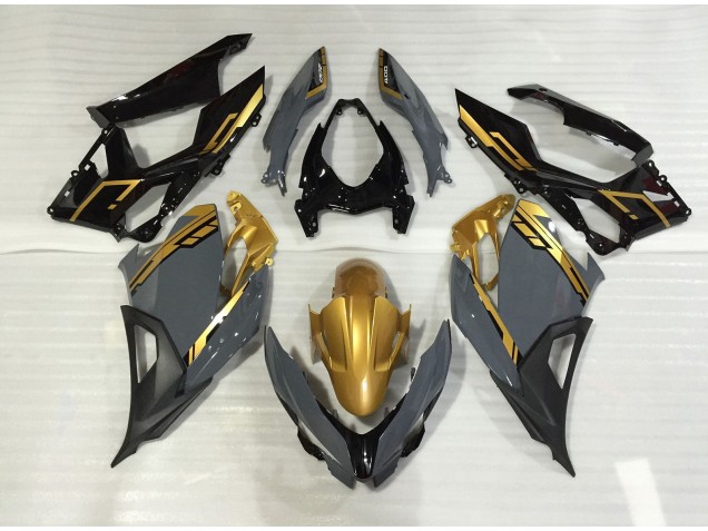 2018-2023 Nardo Grey and Gold Kawasaki Ninja 400 Motorcycle Fairing 2018-2023 Nardo Grey and Gold Kawasaki Ninja 400 Motorcycle Fairing