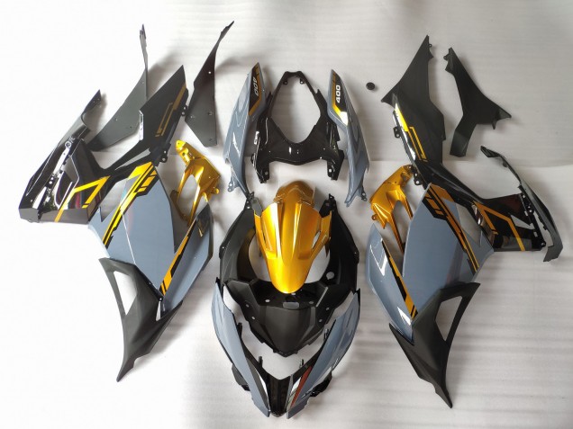 2018-2023 Nardo Grey & Gold Kawasaki Ninja 400 Motorcycle Fairing