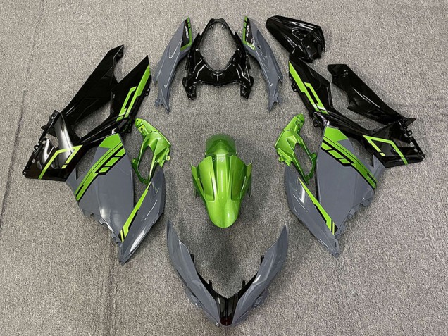 2018-2023 Nardo Grey and Green Kawasaki Ninja 400 Motorcycle Fairing 2018-2023 Nardo Grey and Green Kawasaki Ninja 400 Motorcycle Fairing