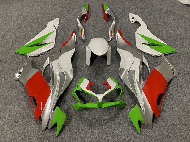 2019-2023 Custom Red / Green and Silver Kawasaki ZX6R Motorcycle Fairing 2019-2023 Custom Red / Green and Silver Kawasaki ZX6R Motorcycle Fairing
