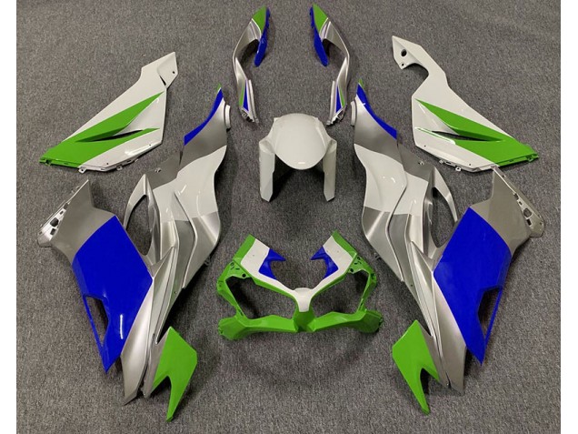 2019-2023 Gloss Green Blue and Silver Kawasaki ZX6R Motorcycle Fairing 2019-2023 Gloss Green Blue and Silver Kawasaki ZX6R Motorcycle Fairing