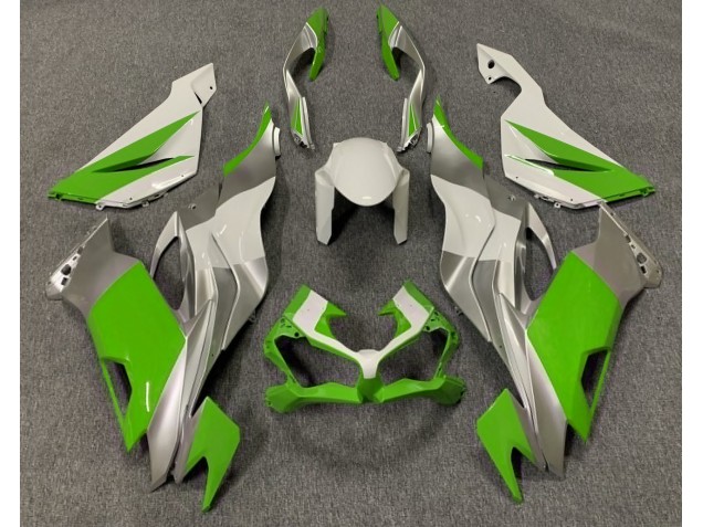 2019-2023 Gloss Green White and Silver Kawasaki ZX6R Motorcycle Fairing