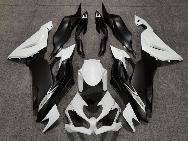 2019-2023 Matte Pearl White and Black Kawasaki ZX6R Motorcycle Fairing 2019-2023 Matte Pearl White and Black Kawasaki ZX6R Motorcycle Fairing